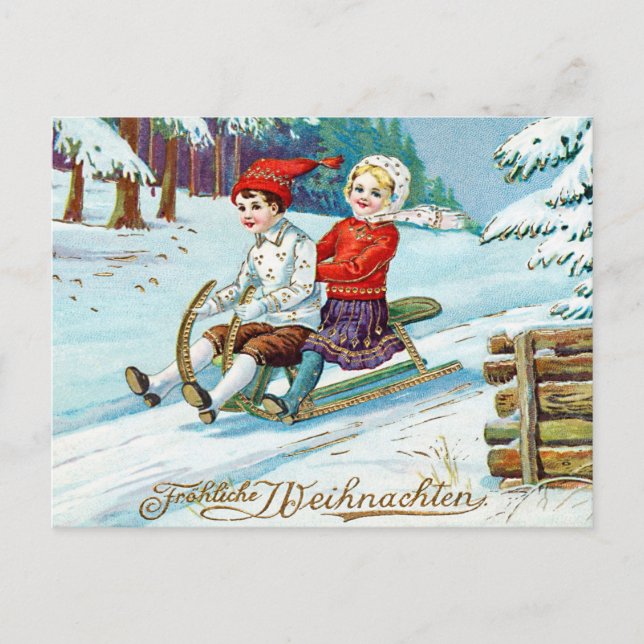 Jultradition Barn Slädar Vykort (Framsida)