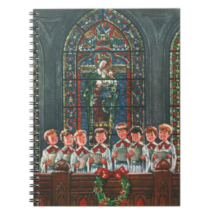 Jultraditionell kör av barn som sjunger i kyrka anteckningsbok