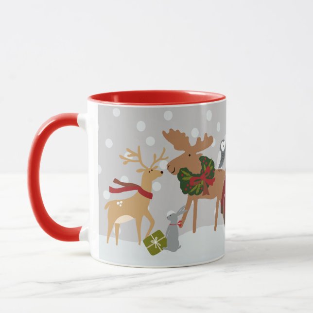 Julträdsdjur Jolly Moose Bear Namn Mugg (Vänster)