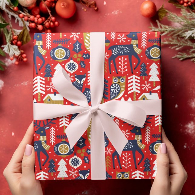 Julträdsdjur, skandinaviska Stil Presentpapper (Skapare uppladdad)