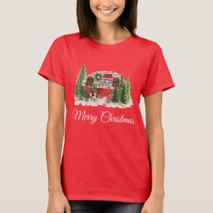Jultrailer Camper Rustic Scene T Shirt