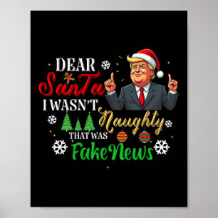 Jultrast Kära Santa Fake News Funny Julafton Me Poster