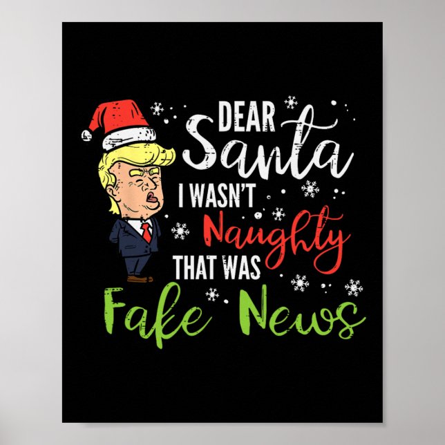 Jultrast Kära Santa Fake News Funny Julafton Me Poster (Framsidan)