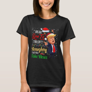 Jultrast Kära Santa Fake News Funny Julafton Me T Shirt