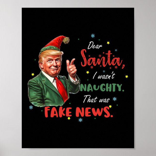 Jultrast Kära Santa Fake News Funny Julafton Tr Poster (Framsidan)