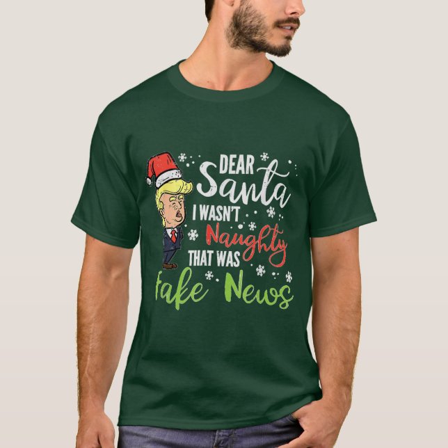 Jultrast Kära Santa Fake News Funny T-Shirt (Framsida)