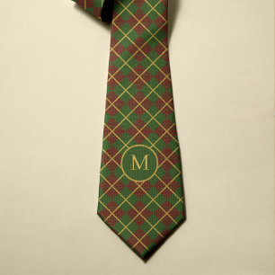 Jultratrött grönt guld monogrammat slips