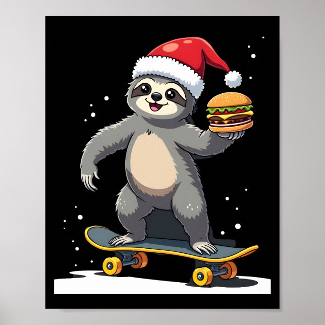 JULTRENÄIGHET Rolig jul skateboard trögdjur ( Poster (Framsidan)