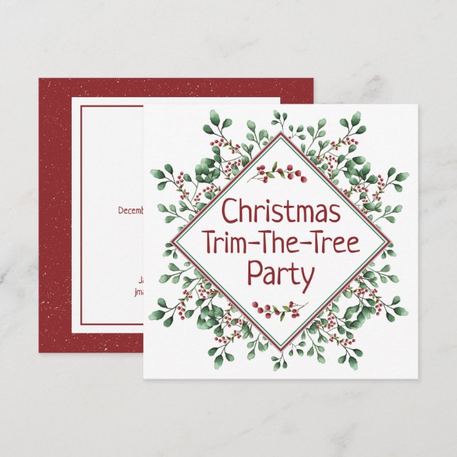 Jultrim-Träd-Party-inbjudan Inbjudningar (Fram/baksida)