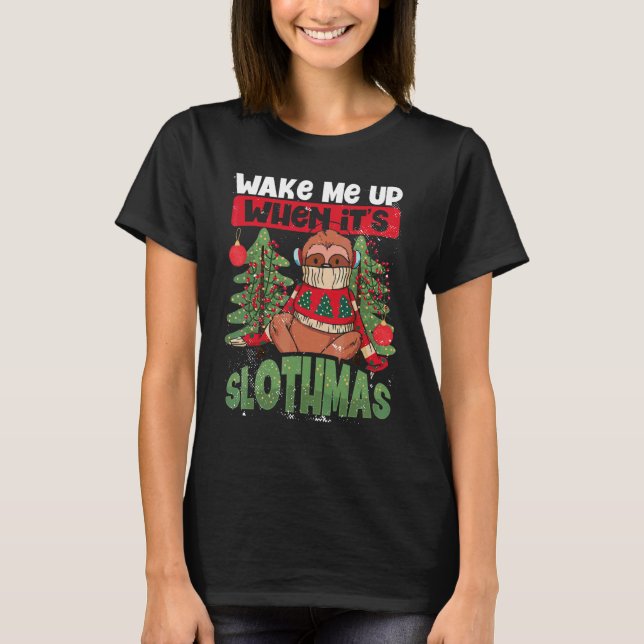 Jultrögt Väck mig när det är Trögjul T Shirt (Framsida)