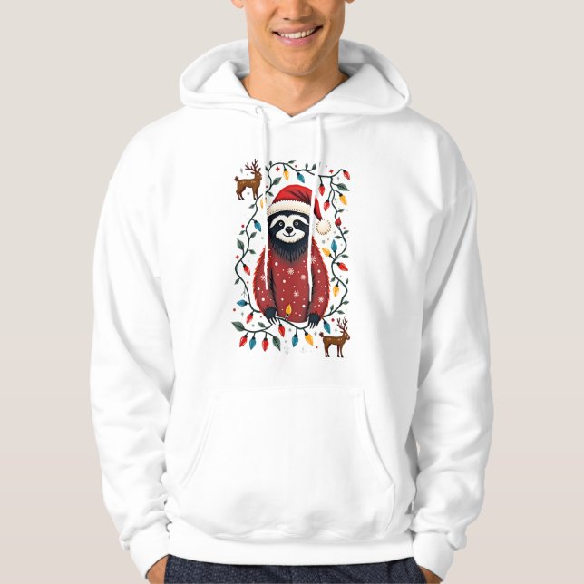Jultröja för sloth-älskare present Santa Buffalo Hoodie (Framsida)