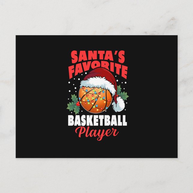 Jultröja med "Santa's Favorite Basketball Player" Helg Vykort (Framsida)