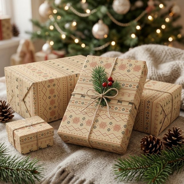 Jultröja Renmönster Presentpapper (Skapare uppladdad)