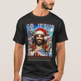 Jultröja stickning religiös Jesus födelsedag T Shirt