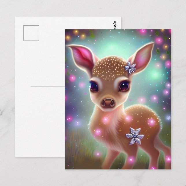 Jultron Fawn Vykort (Fram/baksida)