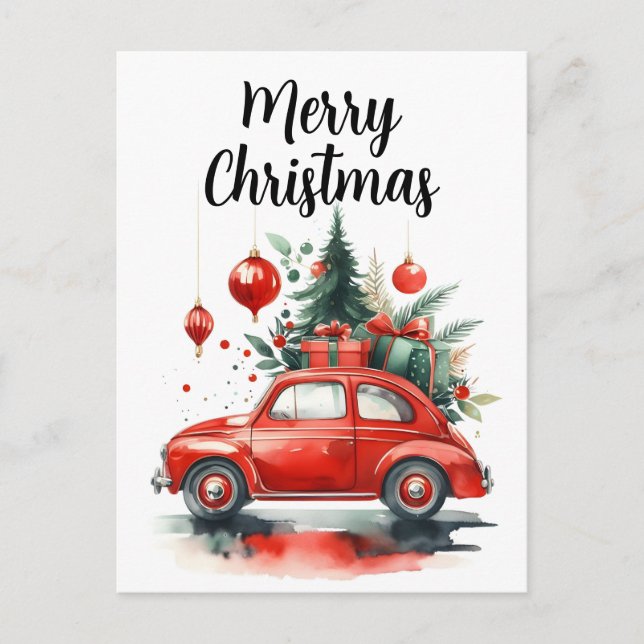 Jultur med presenter helg vykort (Framsida)