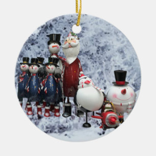 Jultur, med tomten, Snögubbe, Penguin Julgransprydnad Keramik