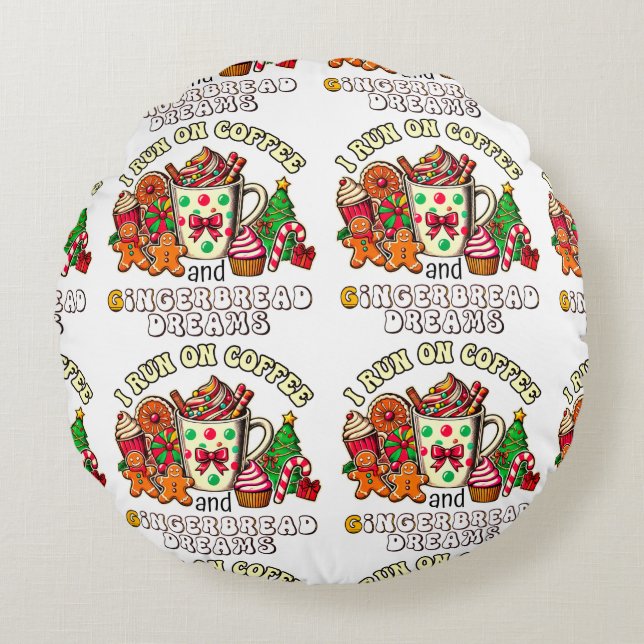 Jultur Pillow Springa på kaffe och ingefära br Rund Kudde (Framsidan)