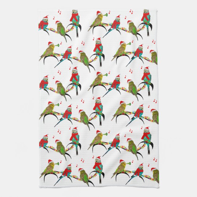 Julturen Budgie Frenzy Kökets torn Kökshandduk (Vertikal)