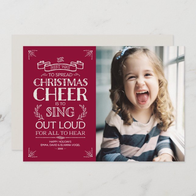 Julturen Cheer Helgdag Photo in Magenta Julkort (Fram/baksida)