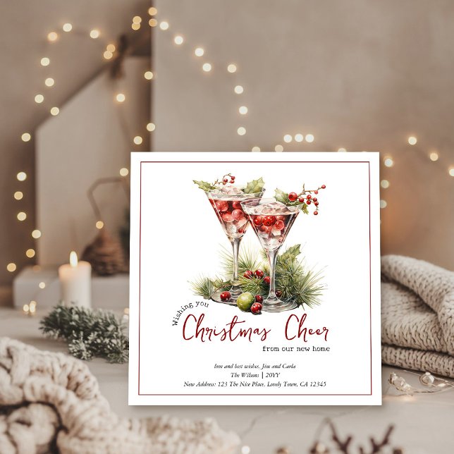 Julturen Cocktails Nystartjul Julkort (Christmas Cheer New Home Card from the Holiday Moving Announcements Collection by Darling & May)
