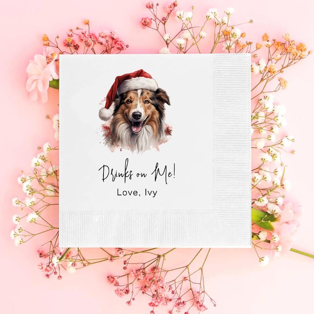 Julturen Collie Hund Drinks på mig Pappersservett (Skapare uppladdad)