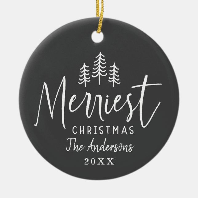 Julturen hand plockade träd julgransprydnad keramik (Framsidan)