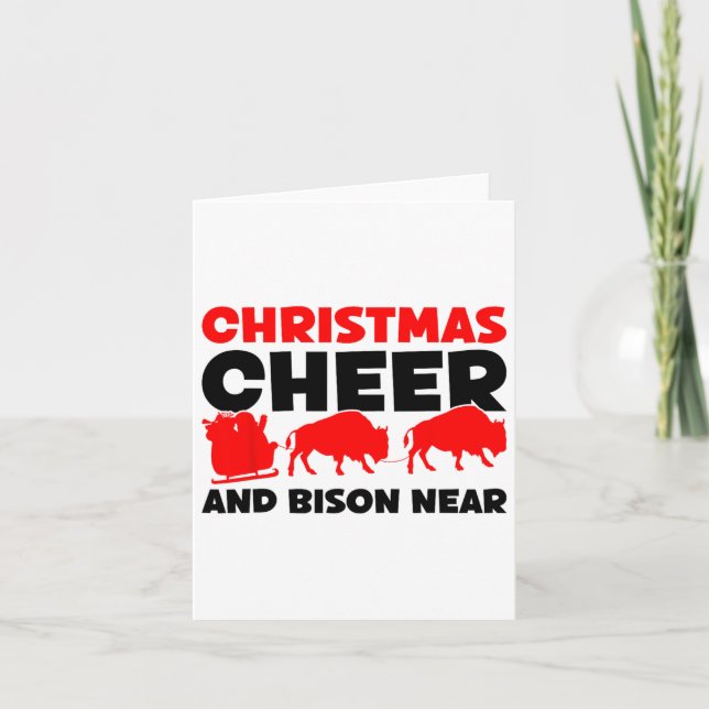 Julturen och Bison nära - Bison Buffalo Xma Kort (Framsida)