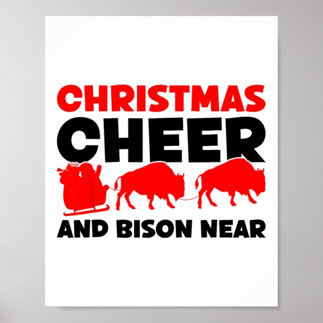Julturen och Bison nära - Bison Buffalo Xma Poster (Framsidan)