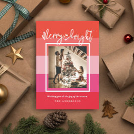 Julturen Red Merry och Bright Helgdag Card Inbjudningar