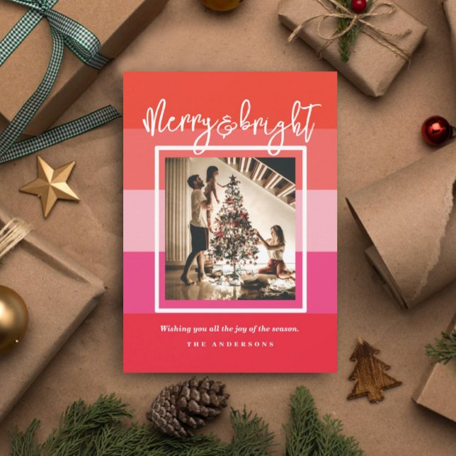 Julturen Red Merry och Bright Helgdag Card Inbjudningar (Skapare uppladdad)