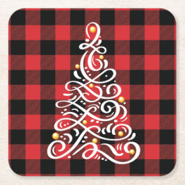 Julturen Underlägg med Träd Papper Kvadrat