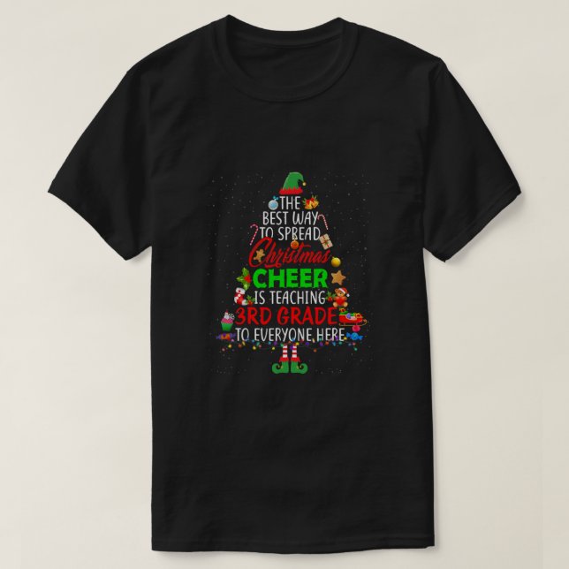 Julturen undervisar 3:e Klass Santa Elf Te T Shirt (Design framsida)