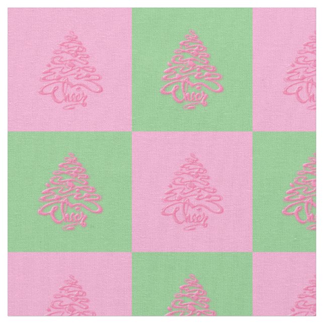 Julturer Träd-Rosa och Grönt Fabric Tyg (Närbild)