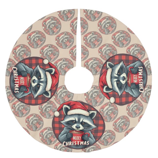 JulTvättbjörn Kakao Glädje Julgransmatta Borstad Polyester (Framsidan)