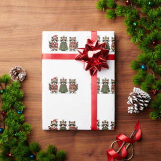 JulTvättbjörnar Jultomtedräkt Träd Julkaramell Jul Presentpapper