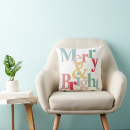 Jultypografi Merry och bright Kudde