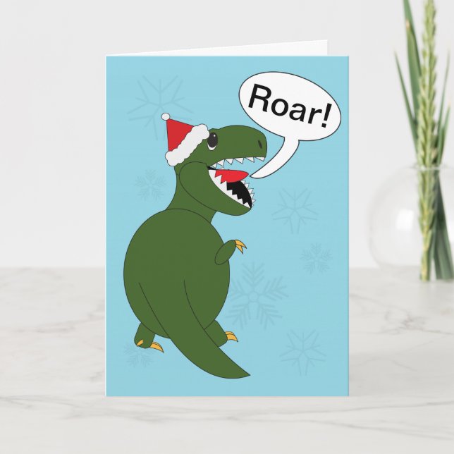 JulTyrannosaurus Rex Helgkort (Framsida)