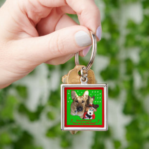 Jultyska shepherd & Leksak Reindeer Fyrkantig Silverfärgad Nyckelring