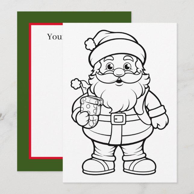 Julungar färglägger tomten julkort (Fram/baksida)