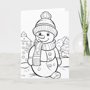 Julungar som färgar snögubbe lägger till text helgkort