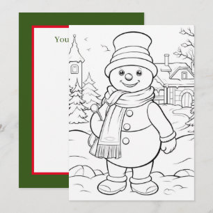 Julungar som färgar snögubbe lägger till text julkort