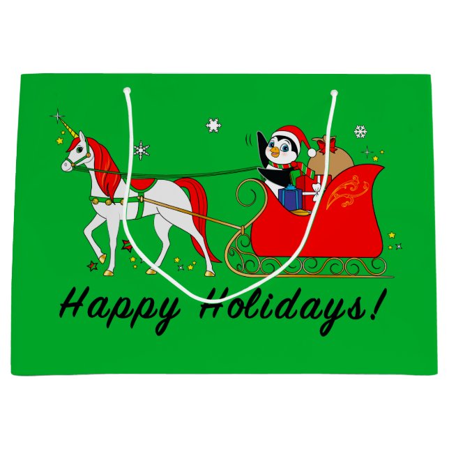 JulUnicorn med pingvinet och sleighen (Framsidan)