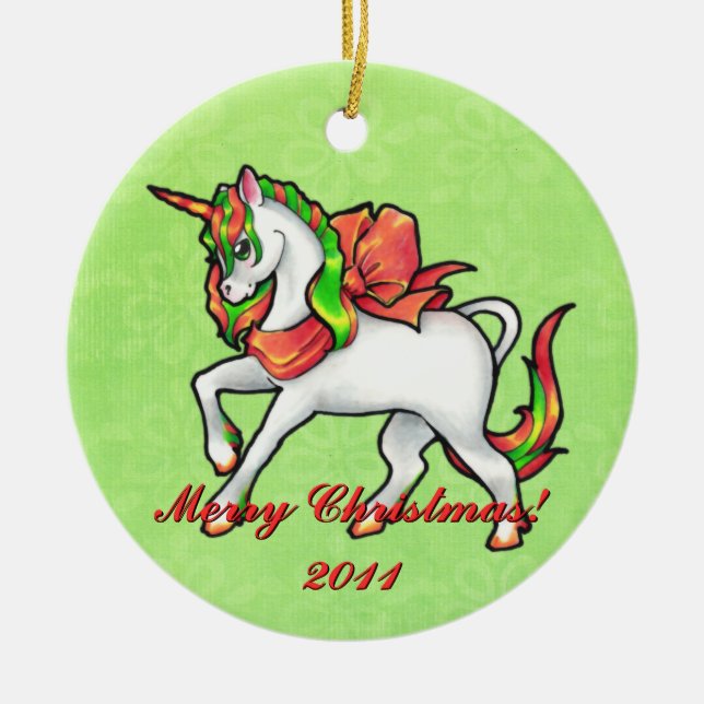 JulUnicornprydnad Julgransprydnad Keramik (Framsidan)