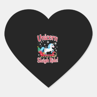Julunicorns Sleigh Ride God jul San Hjärtformat Klistermärke