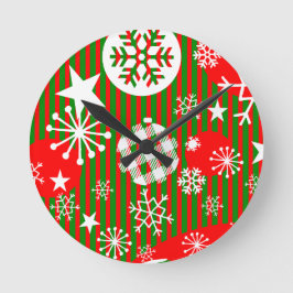 Julväggur Joy to the World Röd & Grön Rund Klocka