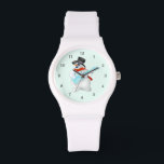 Julvakter Snögubbe med Guitar Armbandsur<br><div class="desc">Snögubbe med Guitar MIGNED-målning - Välj/lägg till din bakgrund färg</div>