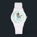 Julvakter Snögubbe med Guitar Armbandsur<br><div class="desc">Snögubbe med Guitar MIGNED-målning - Välj/lägg till din bakgrund färg</div>
