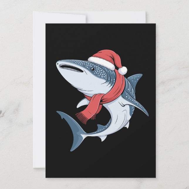 Julvalhaj Santa Hatt Skarf Ocean Fisk Inbjudningar (Framsida)