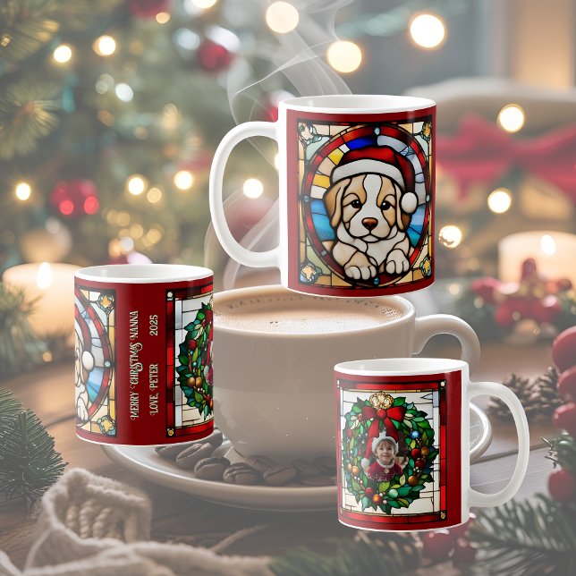 Julvalp Fals Glasmosaik Kaffemugg (Skapare uppladdad)